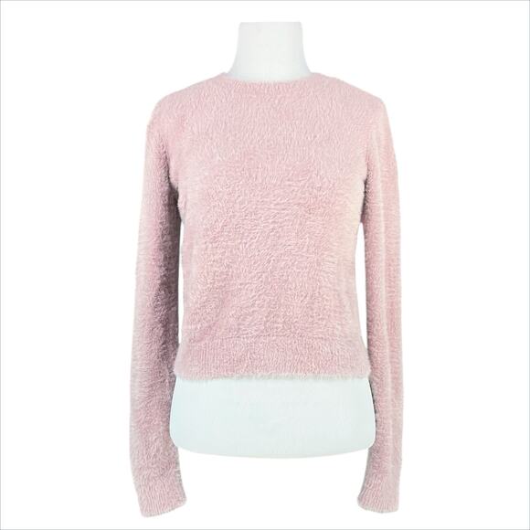 ARITZIA SUNDAY BEST Kitten Sweater in Blush Pink Sz S Furry Soft Eyelash Fringe - Picture 1 of 8